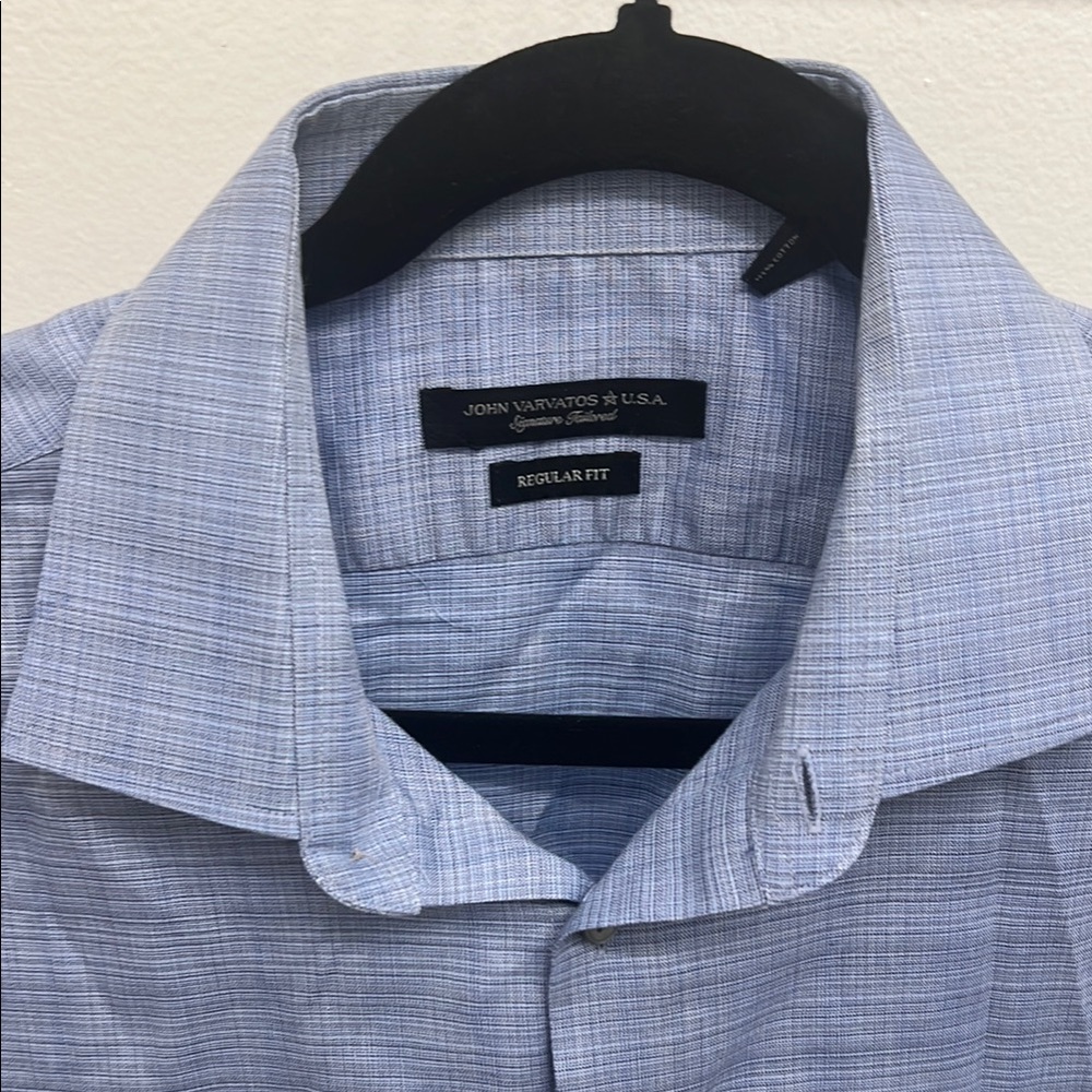 John Varvatos Blue Dress Shirt with Spread Collar